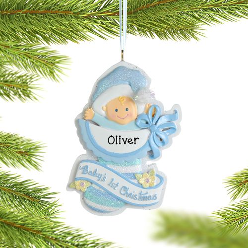 Personalized Baby Boy's First Christmas Ornament