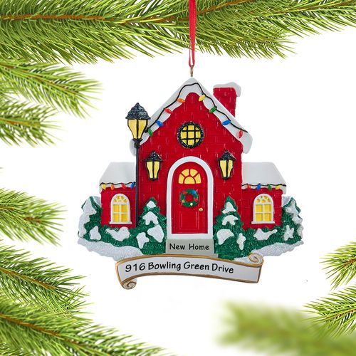 Personalized New Home Red House Christmas Ornament