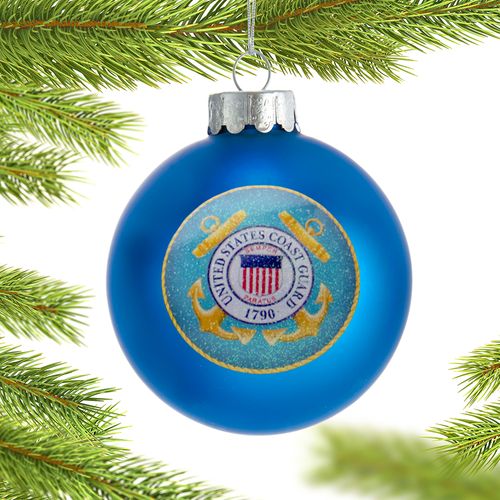 Personalized Coast Guard Glass Ball Christmas Ornament