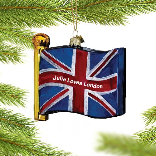 Personalized United Kingdom Flag Christmas Ornament