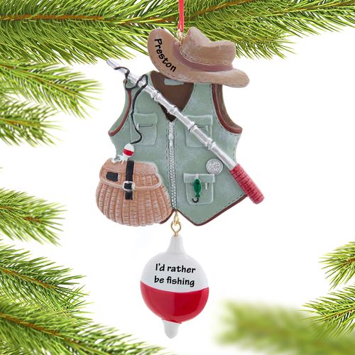 Personalized Fishing Vest Christmas Ornament