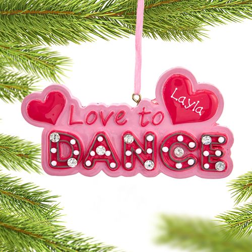 Personalized I Love Dance Christmas Ornament
