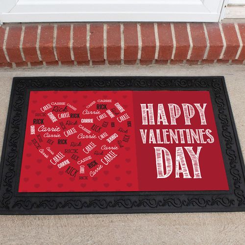 Personalized Doormat Valentine's Day Heart Names