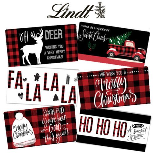 Christmas Red Plaid Candy Lindt Chocolate Bars Gift Box (6 pack)