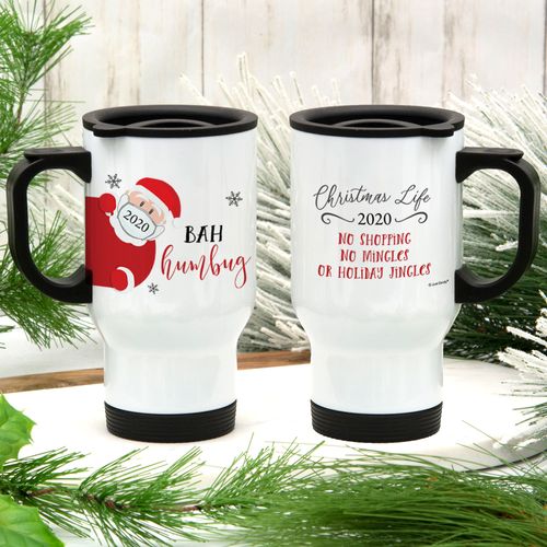 Personalized Bah Humbug Stainless Steel Travel Mug (14oz)