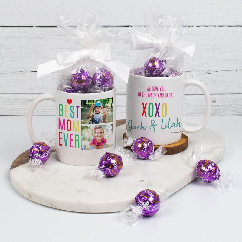 Photo and Text Personalized Best Mom Ever 11oz Mug with Lindt Truffles