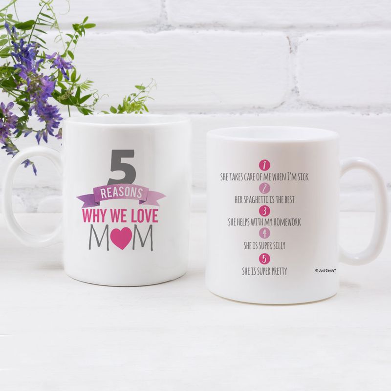 Personalized 5 Reasons Why we Love Mom 11oz Mug