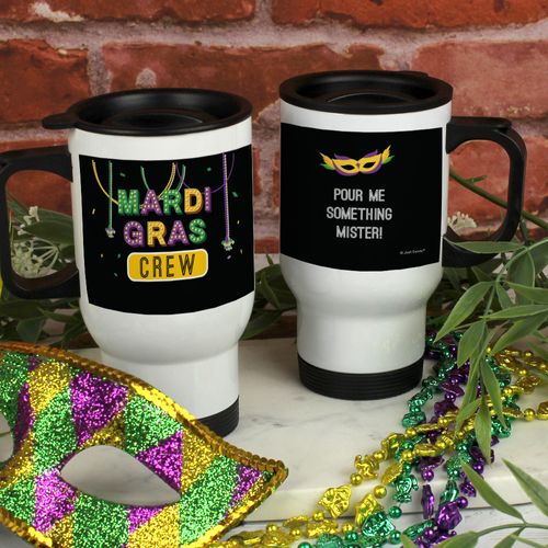 Personalized Travel Mug (14oz) - Mardi Gras Crew