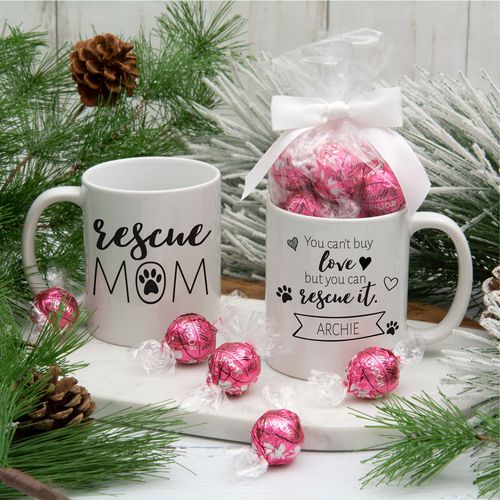 Personalized Rescue Mom 11oz Mug with Lindt Truffles