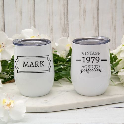 Personalized Aged to Perfection Wine Tumbler (12oz)