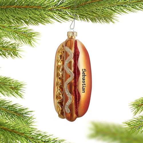 Personalized Ballpark Hot Dog Christmas Ornament