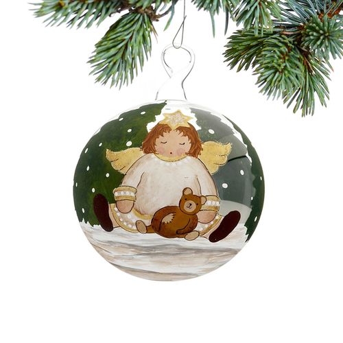 Angel Sleeping with Teddy Christmas Ornament