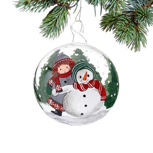 Personalized Girl with Snowman Christmas Ornament