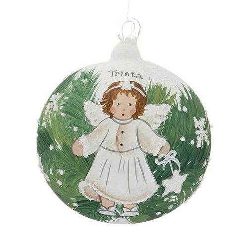 Personalized Angel with White Star in the Pine Trees Christmas Ornament