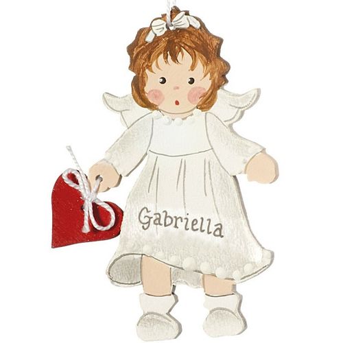 Personalized Toddler Angel with Red Heart Christmas Ornament