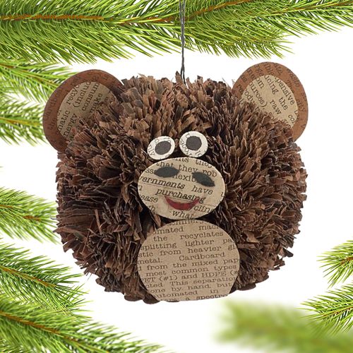 Paper Pom Pom Monkey Christmas Ornament