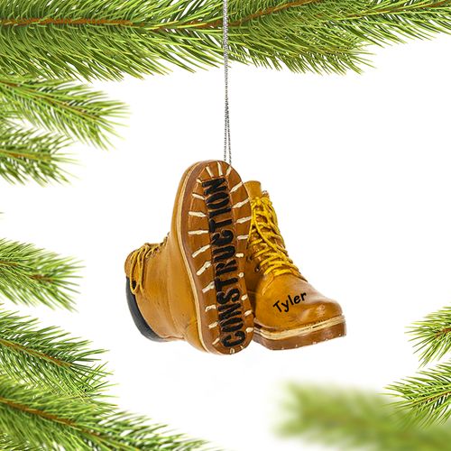 Personalized Construction Boots Christmas Ornament