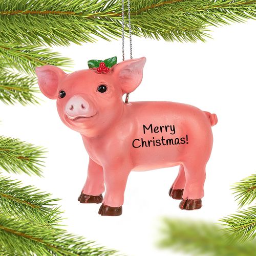 Personalized Boxed Pig Christmas Ornament