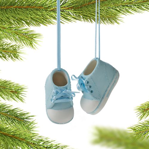 Personalized Newborn Baby Shoes (Boy) Christmas Ornament