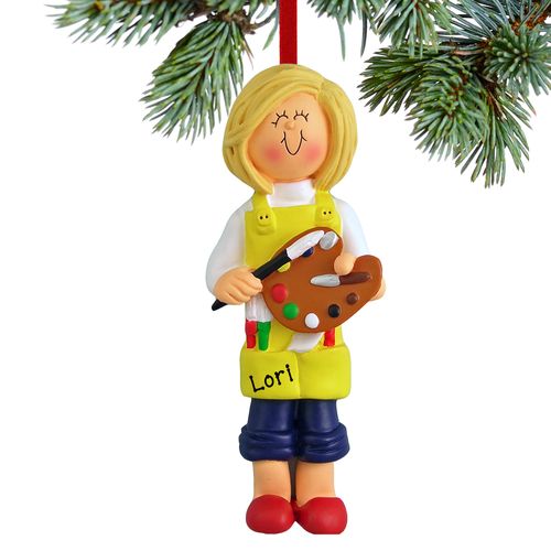 Personalized Artist Female Christmas Ornament