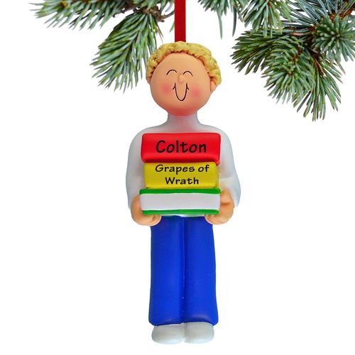 Personalized Reader Boy Christmas Ornament