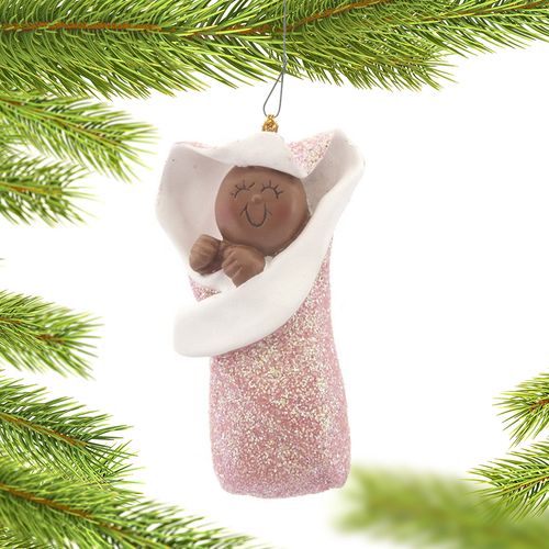 Baby Girl in Bunting Christmas Ornament