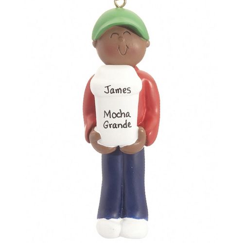 Personalized Coffee Drinker Male Christmas Ornament