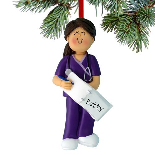Personalized Nurse, EMT, or Physician Assistant Female Christmas Ornament