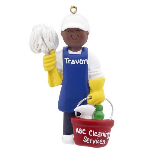 Personalized Janitor Male House Cleaner Christmas Ornament