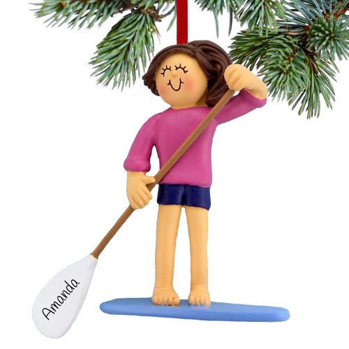 Personalized Paddle Board Female Christmas Ornament