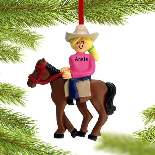 Personalized Horseback Rider-Female Christmas Ornament