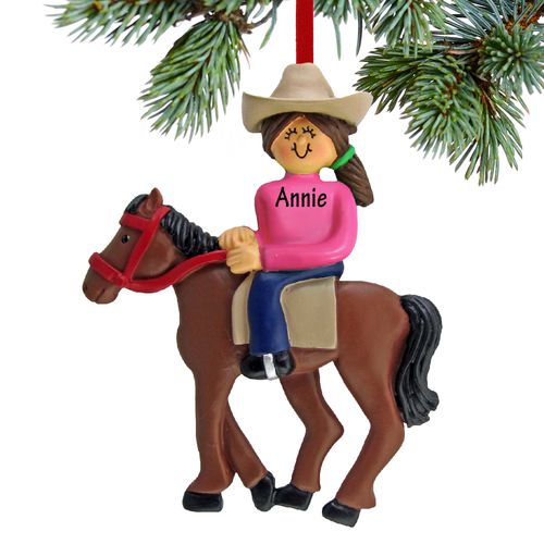 Personalized Horseback Rider-Female Christmas Ornament