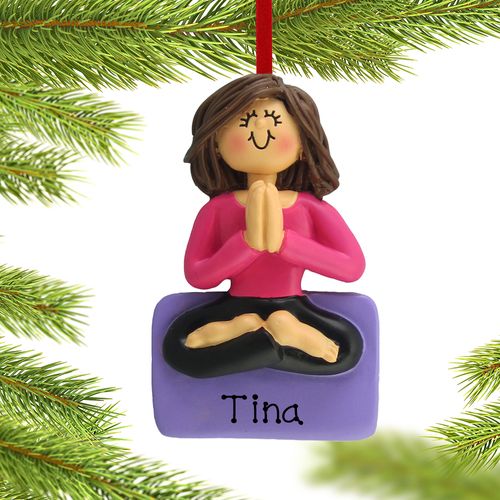 Personalized Yoga Female Christmas Ornament