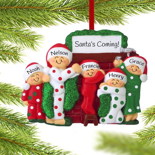 Personalized Hanging Stockings Family of 5 Christmas Ornament