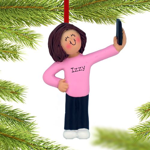 Personalized Selfie Female Christmas Ornament