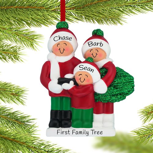 Personalized Buying a Christmas Tree Family of 3 Christmas Ornament