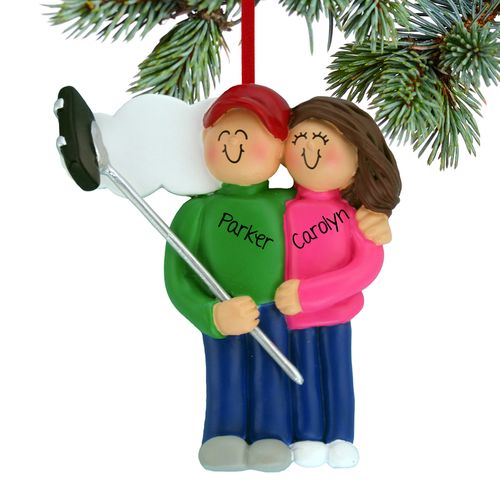 Personalized Selfie Stick Couple Christmas Ornament