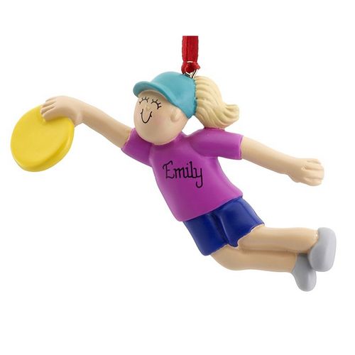 Personalized Ultimate Frisbee Girl Christmas Ornament