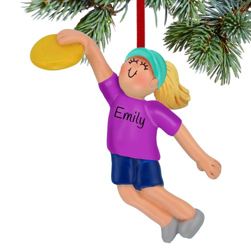 Personalized Ultimate Frisbee Girl Christmas Ornament