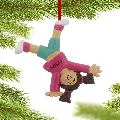 Personalized Tumbling or Cartwheel Girl Christmas Ornament