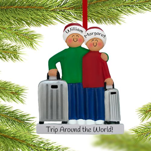 Personalized Traveling Couple Christmas Ornament