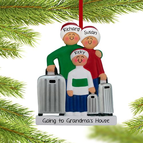 Personalized Family Of 3 Christmas Ornaments 