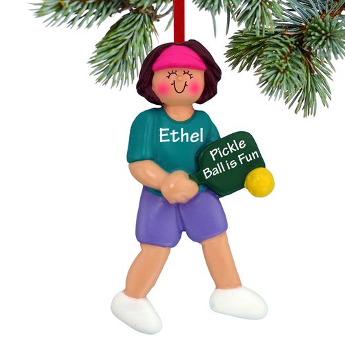 Personalized Pickleball Female Christmas Ornament