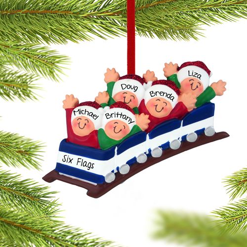 Personalized Roller Coaster Family of 5 Christmas Ornament