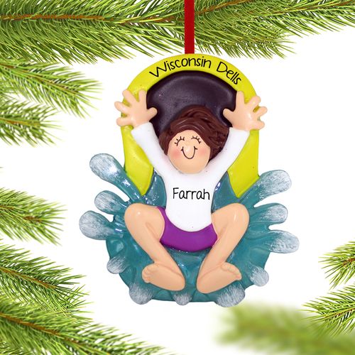 Personalized Water Slide Girl Christmas Ornament