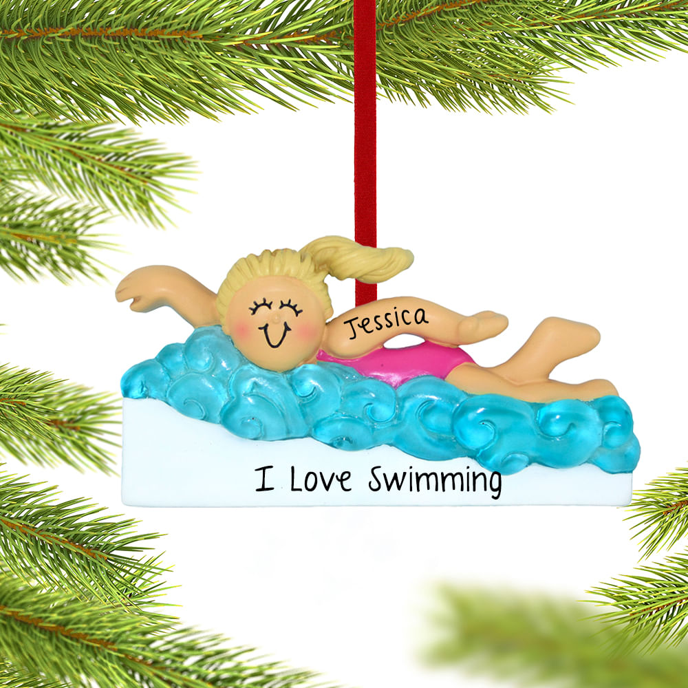 Personalized Swimming Christmas Ornament by Ornament Shop