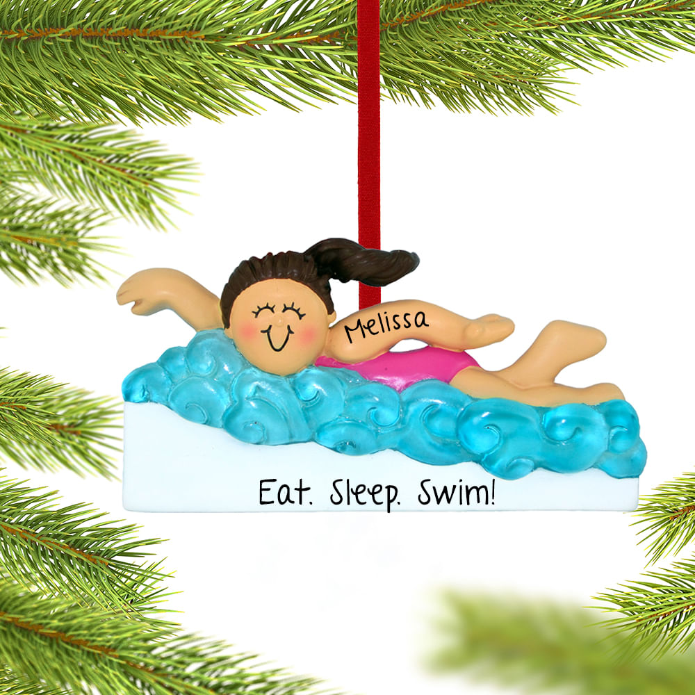 Swimming Personalized Christmas Ornament