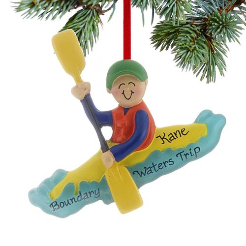 Personalized Kayaking Male Christmas Ornament