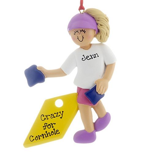 Personalized Corn Hole Game Girl Christmas Ornament