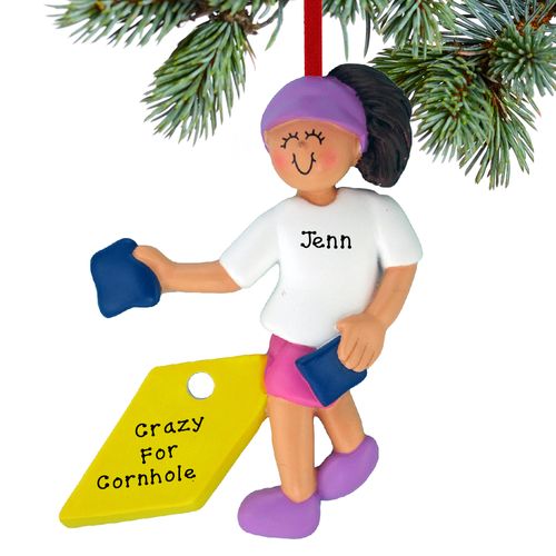 Personalized Corn Hole Game Girl Christmas Ornament